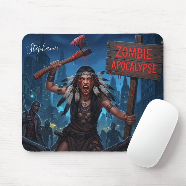 Native American Princess in Zombie Apocalypse Mousepad (Mit Mouse)