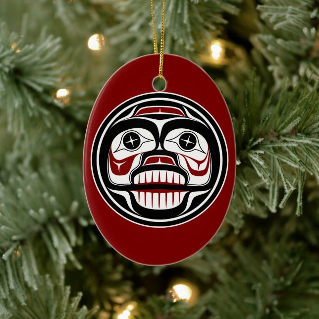 Native American Red Black Art Weull Keramik Ornament (Baum)