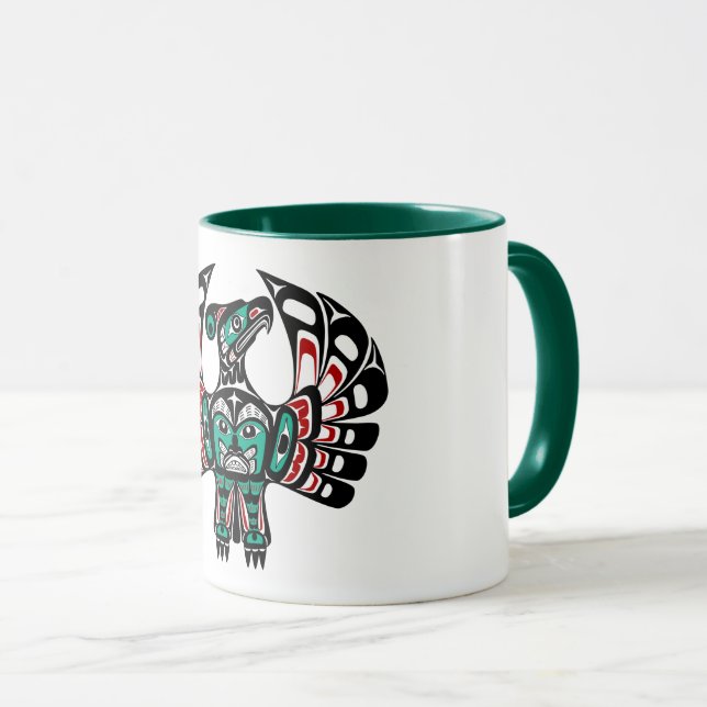 Native American Red Black Haida Art Thunderbird Tasse (VorderseiteRechts)