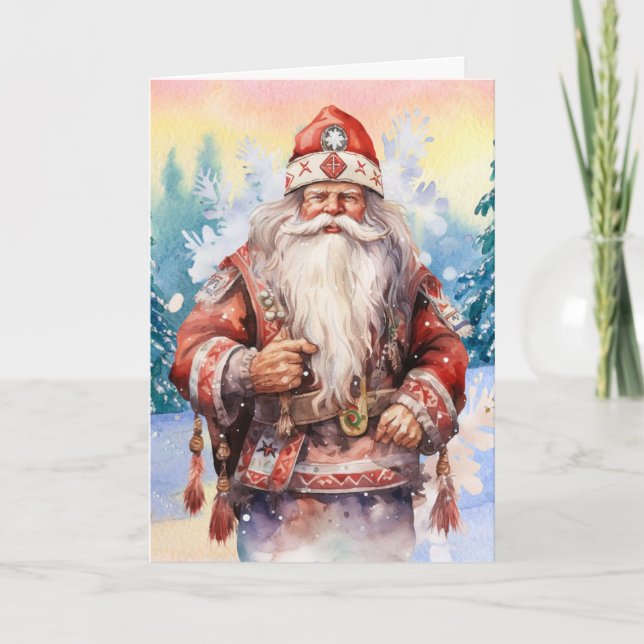 Native American Santa Claus Weihnachtskarte Feiertagskarte (Vorderseite)