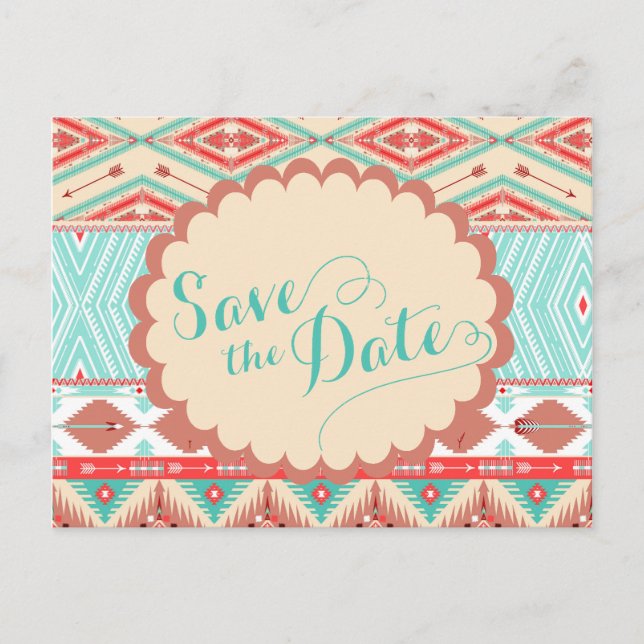 Native American Save the Date Ankündigungspostkarte (Vorderseite)