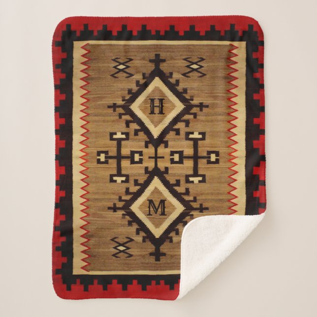 Native American Sherpa Blanket mit Ihren Initialen Sherpadecke (Vorderseite)