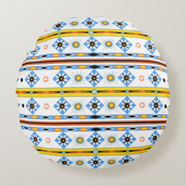 Native American Shoshone Rundes Kissen (Vorderseite)