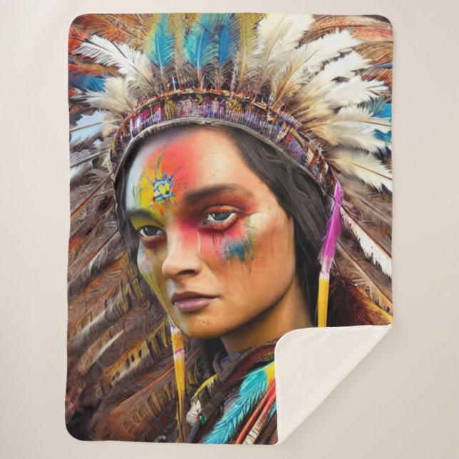 Native American Sioux Sherpa Blanket Sherpadecke (Vorderseite)