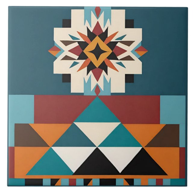 Native American Southwestern Tribal Design Fliese (Vorderseite)