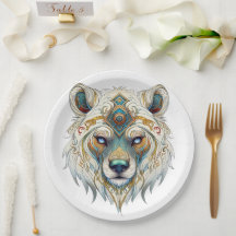 Native American Spiritual Wolf Paper Plate