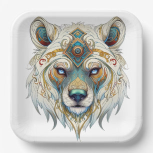 Native American Spiritual Wolf Paper Plate Pappteller