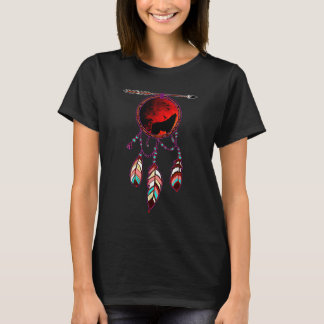 Native American Timer Wolf Dream Catcher Indian T T-Shirt
