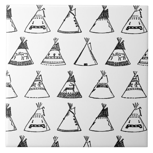 Native American Tipi Zents CUSTOM BG FARBE Fliese (Vorderseite)