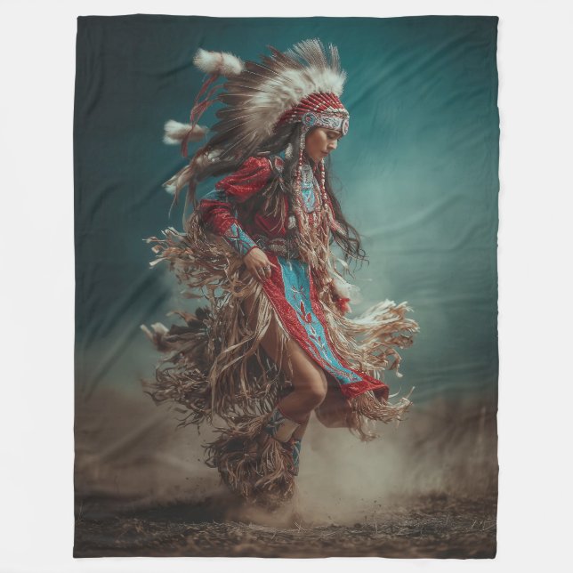 Native American Woman Throw Blanket Fleecedecke (Vorderseite)