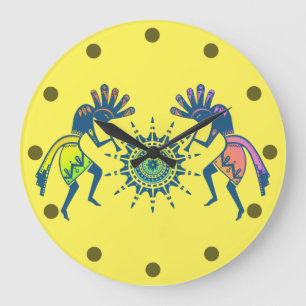 Native Americans Culture - Sun Dancing Kokopelli 5 Große Wanduhr