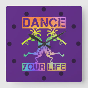 Native Americans Kokopelli - Dance Your Life 4 Quadratische Wanduhr