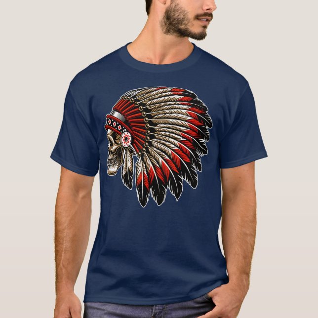 Native Amerikanische Ureinwohner Chief Skull Motor T-Shirt (Vorderseite)