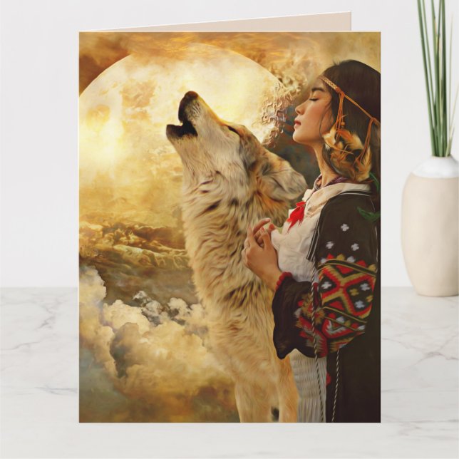 NATIVE AMERIKANISCHE UREINWOHNER FRAU BIRTHDAY CAR KARTE (Vorderseite)