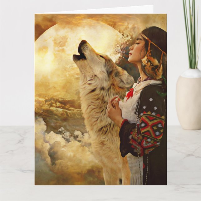 NATIVE AMERIKANISCHE UREINWOHNER FRAU GEBURTSTAG G KARTE (Vorderseite)