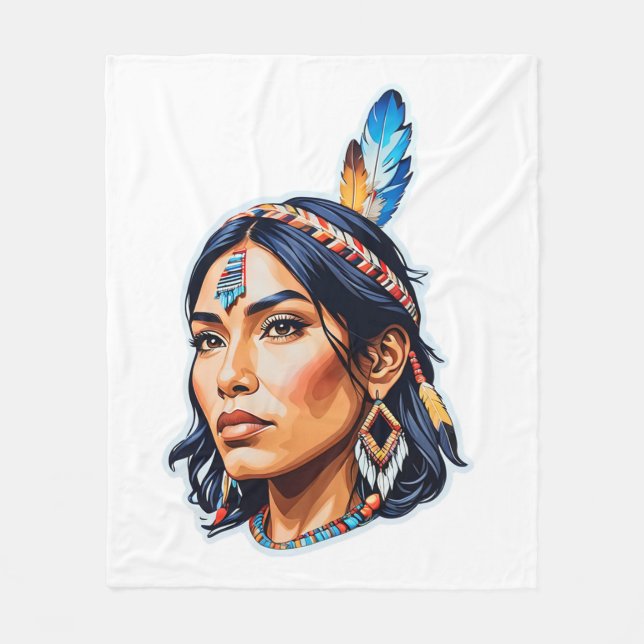 Native Amerikanische Ureinwohner Lady Fleecedecke (Vorderseite)