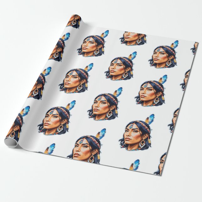 Native Amerikanische Ureinwohner Lady Geschenkpapier (Ungerollt)