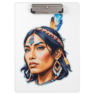 Native Amerikanische Ureinwohner Lady Klemmbrett