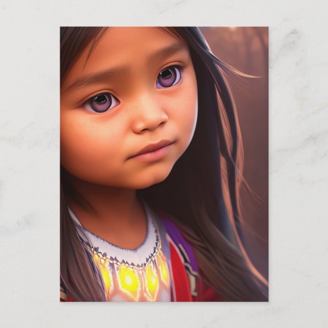 NATIVE AMERIKANISCHE UREINWOHNER LITTLE GIRL ART P POSTKARTE (Vorderseite)