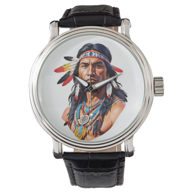 Native Amerikanische Ureinwohner Man Armbanduhr (Vorderseite)