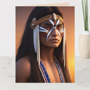 NATIVE AMERIKANISCHE UREINWOHNER MAN ART BIRTHDAY  KARTE