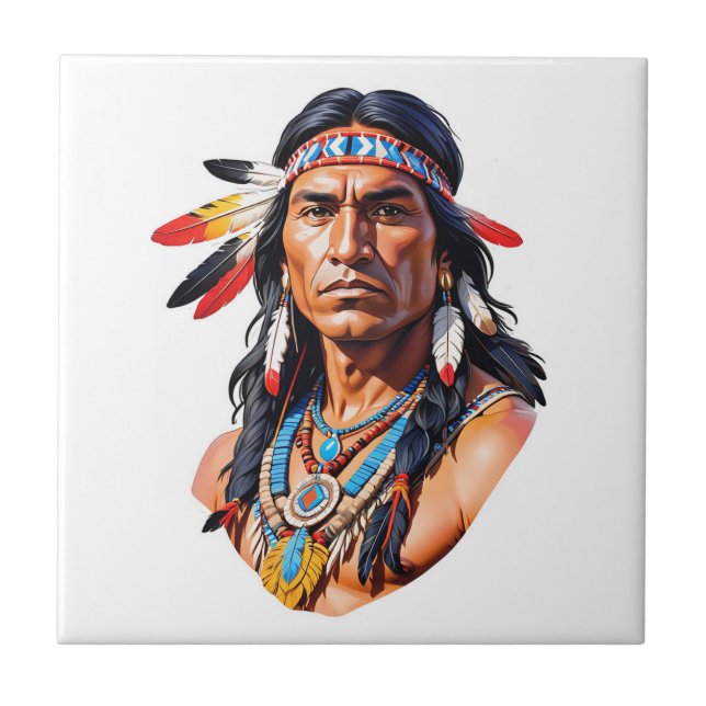 Native Amerikanische Ureinwohner Man Fliese (Vorderseite)