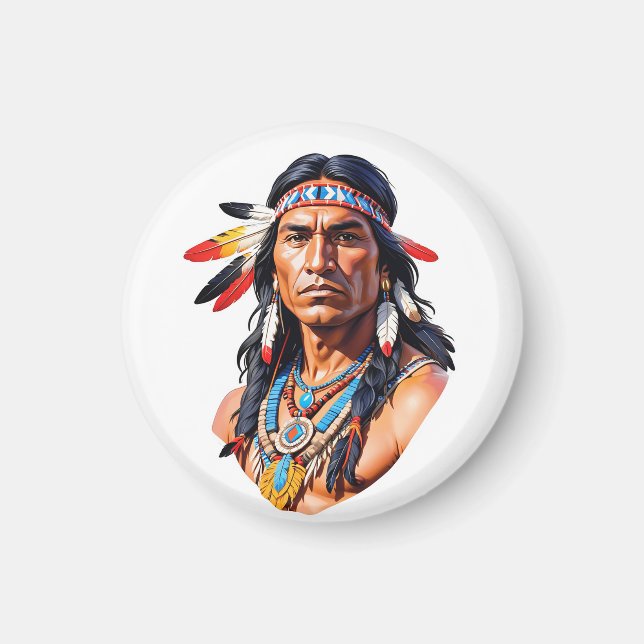 Native Amerikanische Ureinwohner Man Magnet (Vorne)