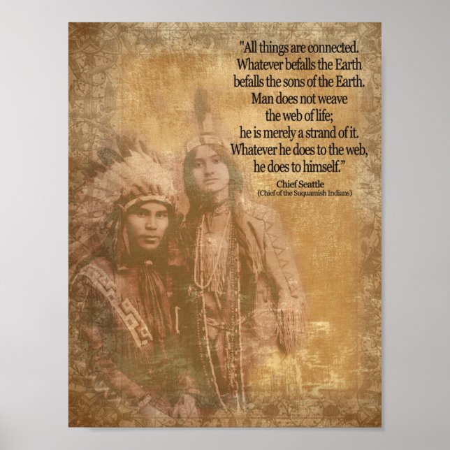 Native Amerikanische Ureinwohner Pole Chief Seattl Poster (Vorne)