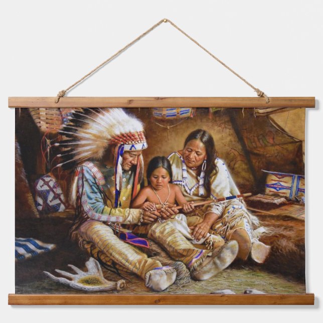 Native Amerikanische Ureinwohner Southwest Art Wal Wandteppich Mit Holzrahmen (Vorne)