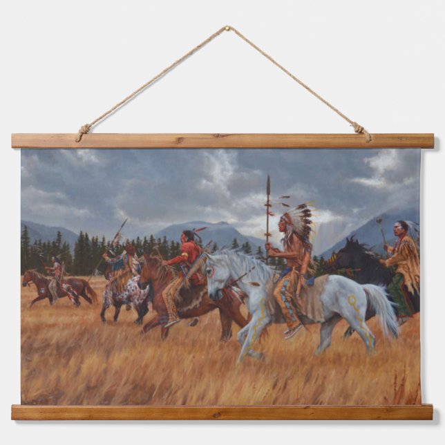Native Amerikanische Ureinwohner Southwest Art Wal Wandteppich Mit Holzrahmen (Vorne)