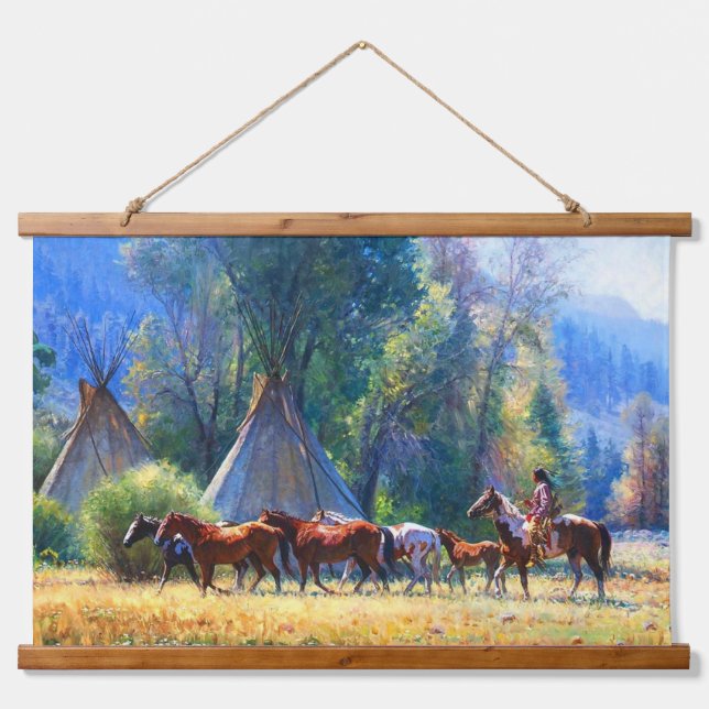 Native Amerikanische Ureinwohner Southwest Art Wal Wandteppich Mit Holzrahmen (Vorne)