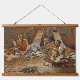 Native Amerikanische Ureinwohner Southwest Art Wal Wandteppich Mit Holzrahmen