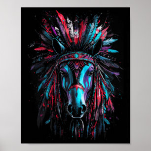 Native Amerikanische Ureinwohner War Bonnet Pferde Poster