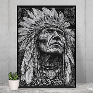 Native Amerikanische Ureinwohner Warrior Feather H Poster