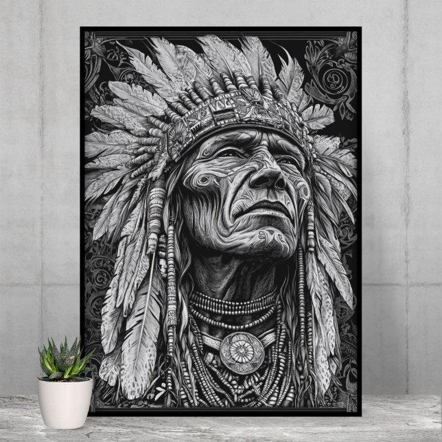 Native Amerikanische Ureinwohner Warrior Feather H Poster (Von Creator hochgeladen)