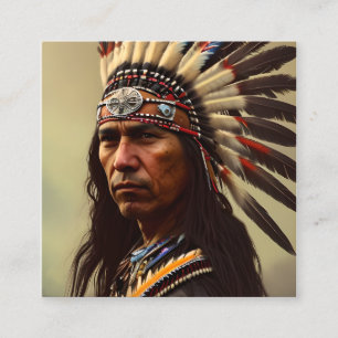 Native Amerikanische Ureinwohner Warrior Quadratische Visitenkarte
