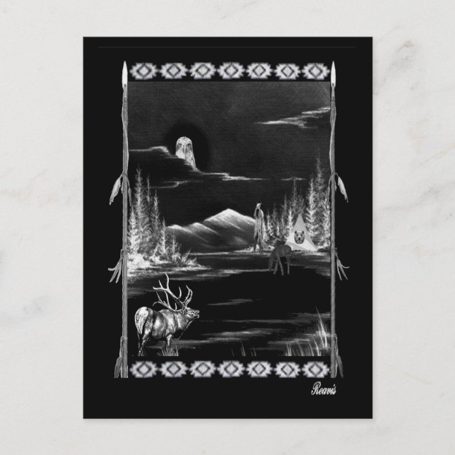 NATIVE AMERIKANISCHE ZUSAMMENARBEIT POSTKARTE (Vorderseite)