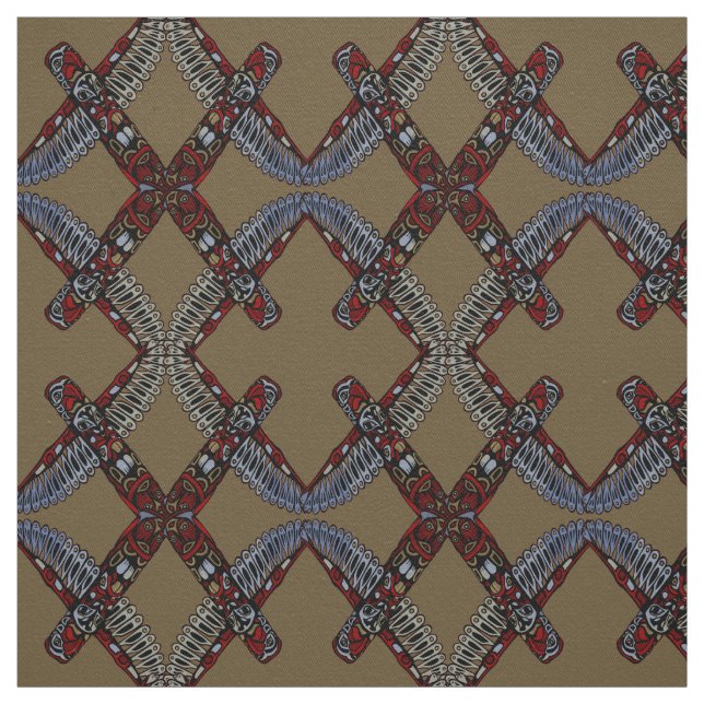 Native Art Fabric Eagle Totem Pole Stammwerk Stoff (Muster)
