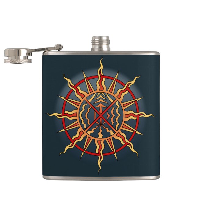 Native Art Flask Spirituelle Native Art Flasken Ge Flachmann (Geöffnet)