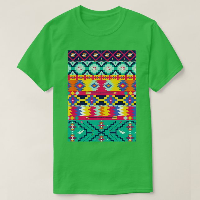 Native Azteken Mustervögel Pfeil T-Shirt (Design vorne)