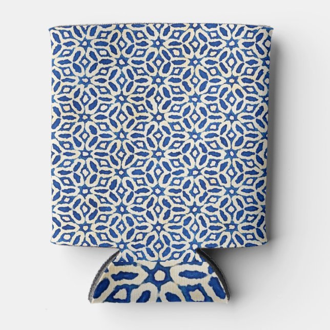 Native Batik Blue White Art Dosenkühler (Vorderseite)