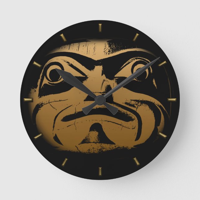 Native Clock Custom First Nation Stamm Wall Clock Runde Wanduhr (Vorderseite)