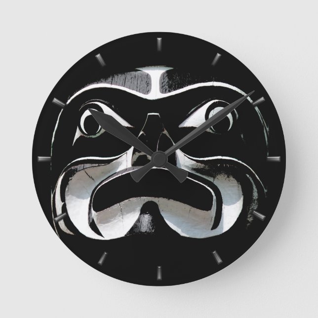 Native Clock Custom First Nation Stamm Wall Clock Runde Wanduhr (Vorderseite)