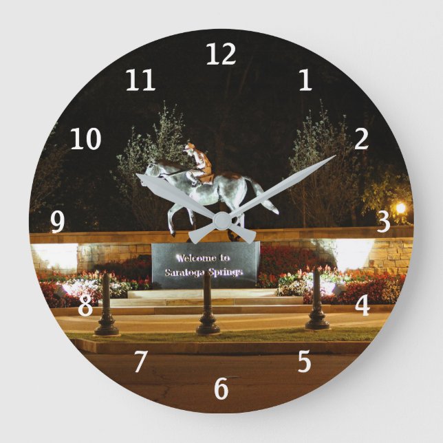 Native Dancer Statue Saratoga Wall Clock Number Große Wanduhr (Vorderseite)