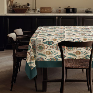 Native Ethnic Tribal Feathers pastellblaues Kupfer Tischdecke