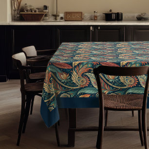Native Ethnic Tribal Feathers pastellblaues Kupfer Tischdecke