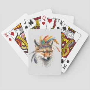 Native Fox in Feather Heather Playing Cards Spielkarten