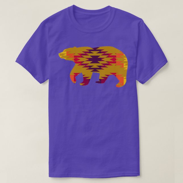 Native Geometric Print Tan Bear  T-Shirt (Design vorne)