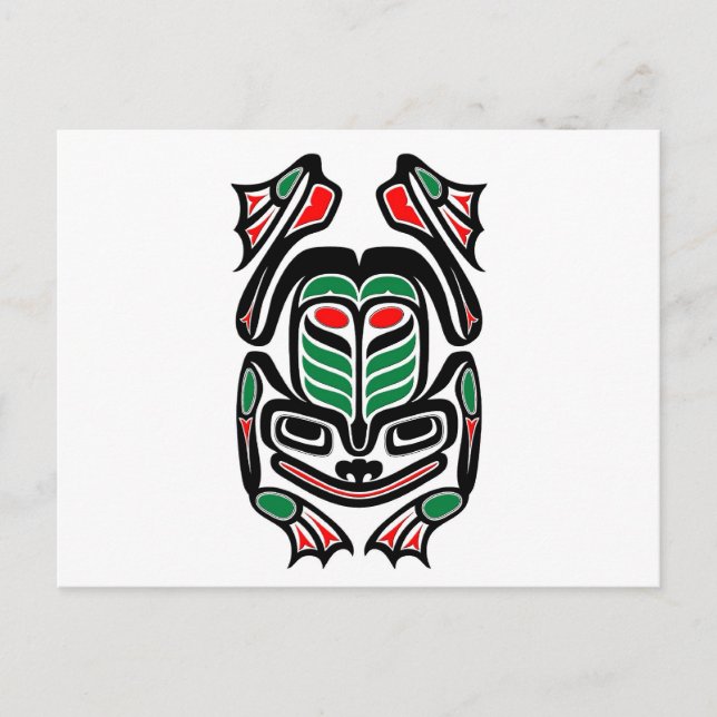 Native Haida Art Frog - schwarz auf weiß Postkarte (Vorderseite)