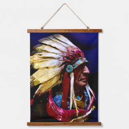 Native "Hunkpapa" Chief original art Wandteppich Mit Holzrahmen